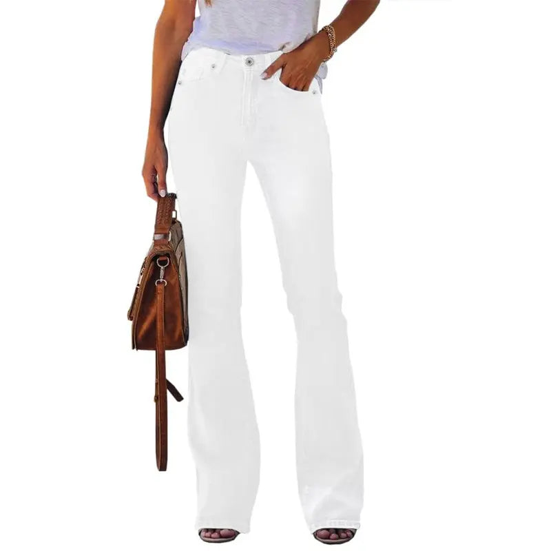 Flowyair Women's High-Waisted Stretch Denim Bottoms - Minimalist Basic Fitted Flare, Boyfriend, Bootcut Jeans for Summer Outfits, Vacation Wear