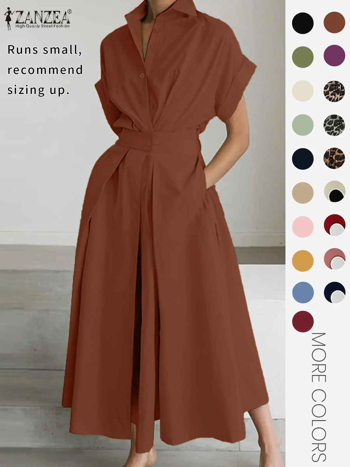 Women's Solid Color Woven Collared Shirt Dress, Basic Casual Short Sleeve Dress for Summer, Ladies Clothes for Daily Wear, Womenswear Fit, Piece, Buttoned Dress, Casual Minimalist Fashion