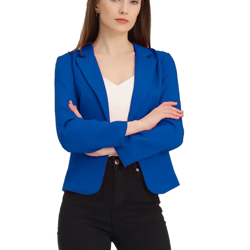 INSPIRE CHIC Open Front Business Casual Crop Suit Blazer Jacket
