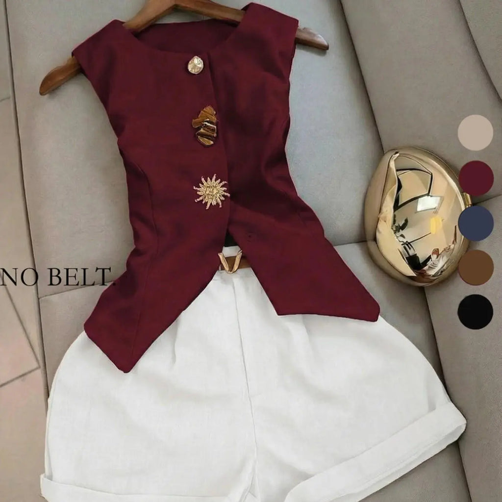 Women's Casual Sleeveless Top and Short Pants Outfit Set, Two Pieces Outfits, Perfect for Daily Wear, Comfortable and Stylish for Women, Everyday