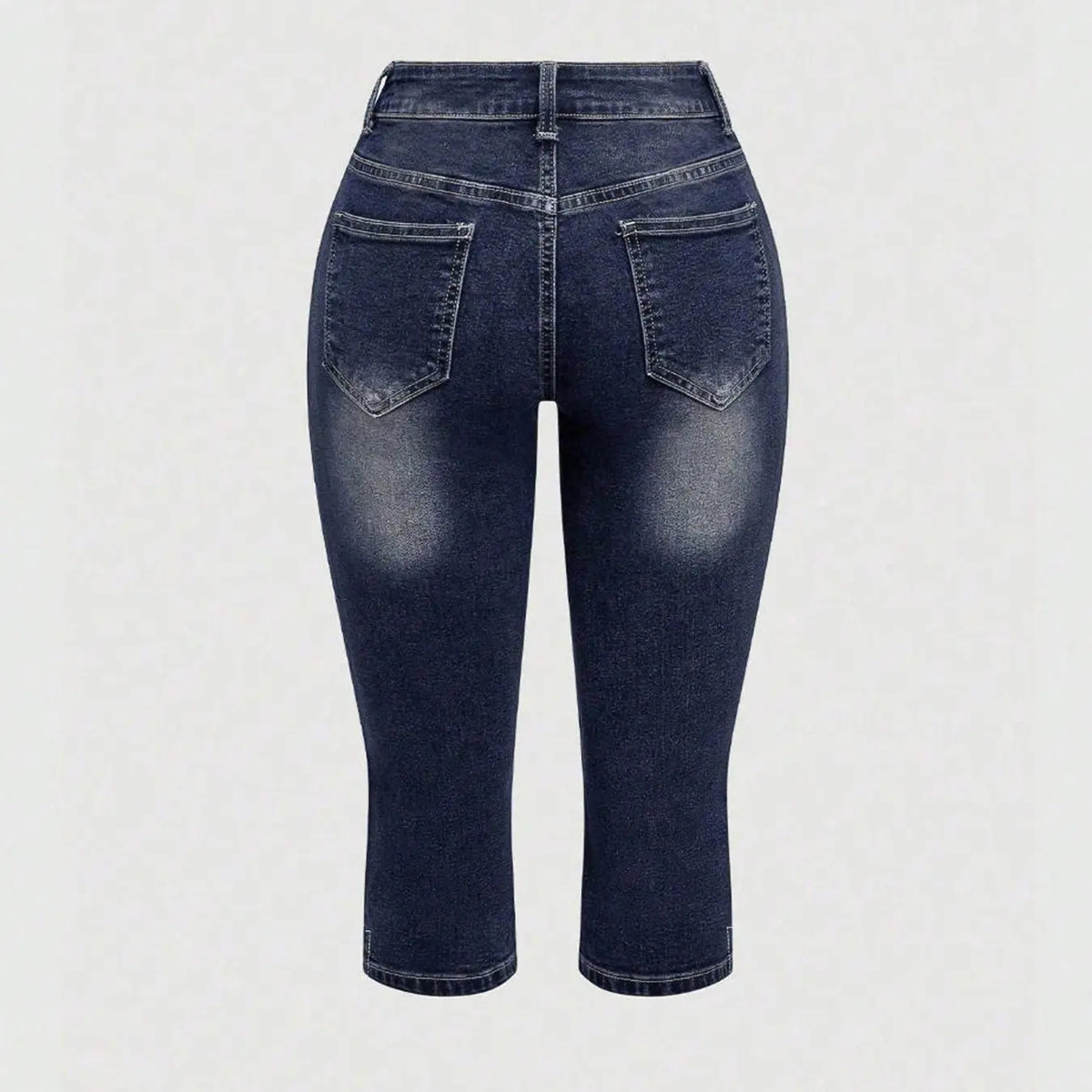 Women's Casual Retro Dragonfly Embroidery Capri Denim Pants, Y2K Stretch Jeans, Comfortable and Stylish, Perfect for Daily Wear, Trendy and Versatile, Streetwear Denim Pants