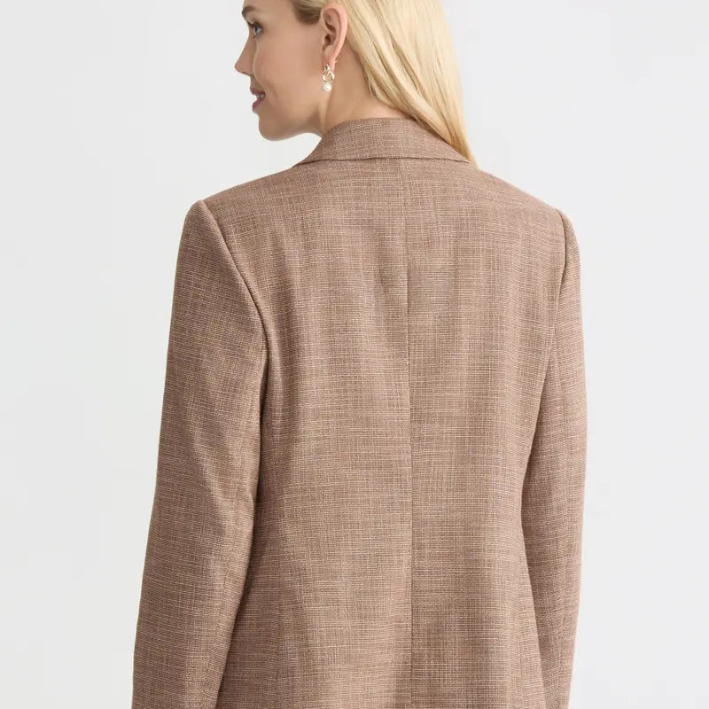 Faux Double Breasted Jacket, Basket Weave