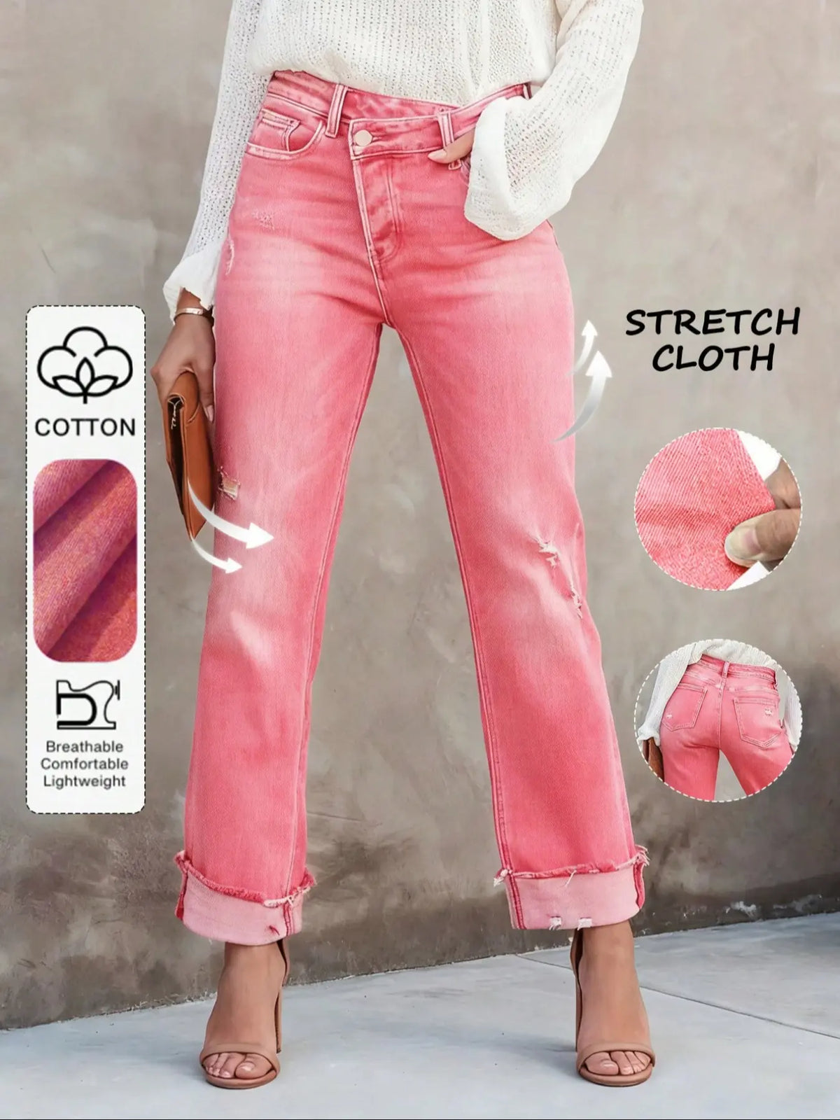 Women's Solid Color Jeans, Casual Comfy Denim Pants for Daily Wear, Ladies Bottoms for All Seasons, Casual Fitted Jeans