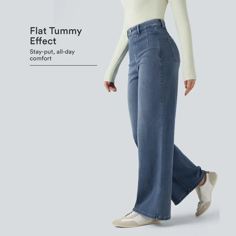 Halara Flex™ High Waisted Tummy Control Wide Leg Casual Jeans with Pockets