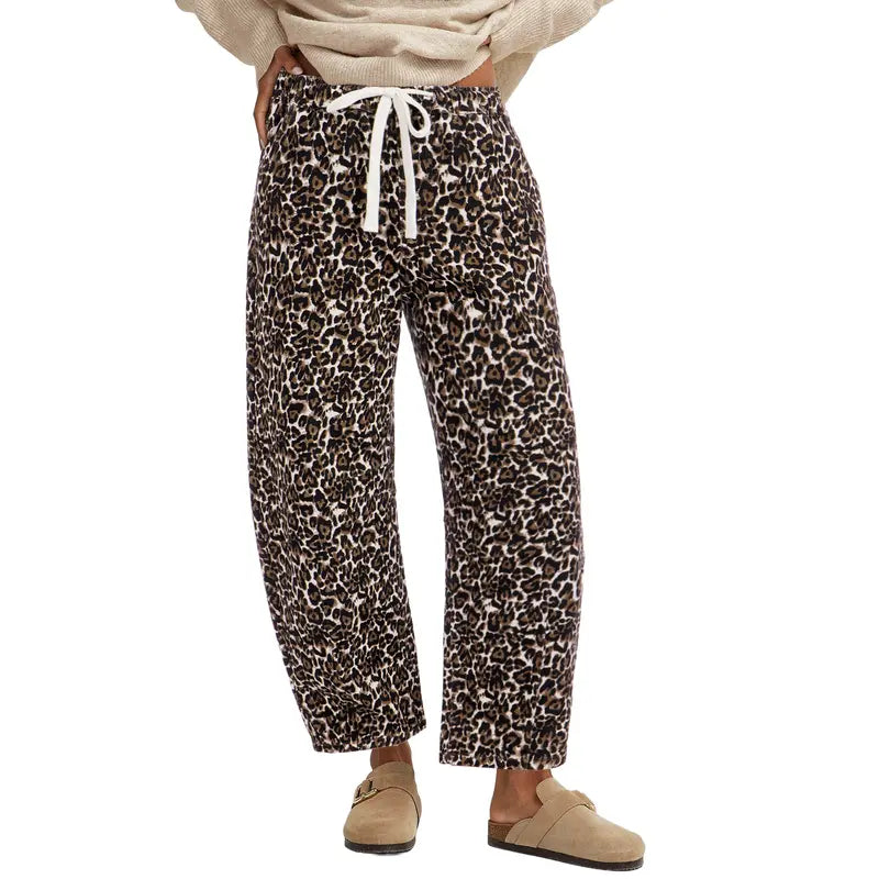 【GRAPENT Barrel Jeans Collection】Women's High-Waisted Stretchy Leopard Print Pull-On Cropped Ankle Denim Bottoms, Stylish Women's Wear for Early Fall Backtoschoolshopping, Women's Fashion Essential
