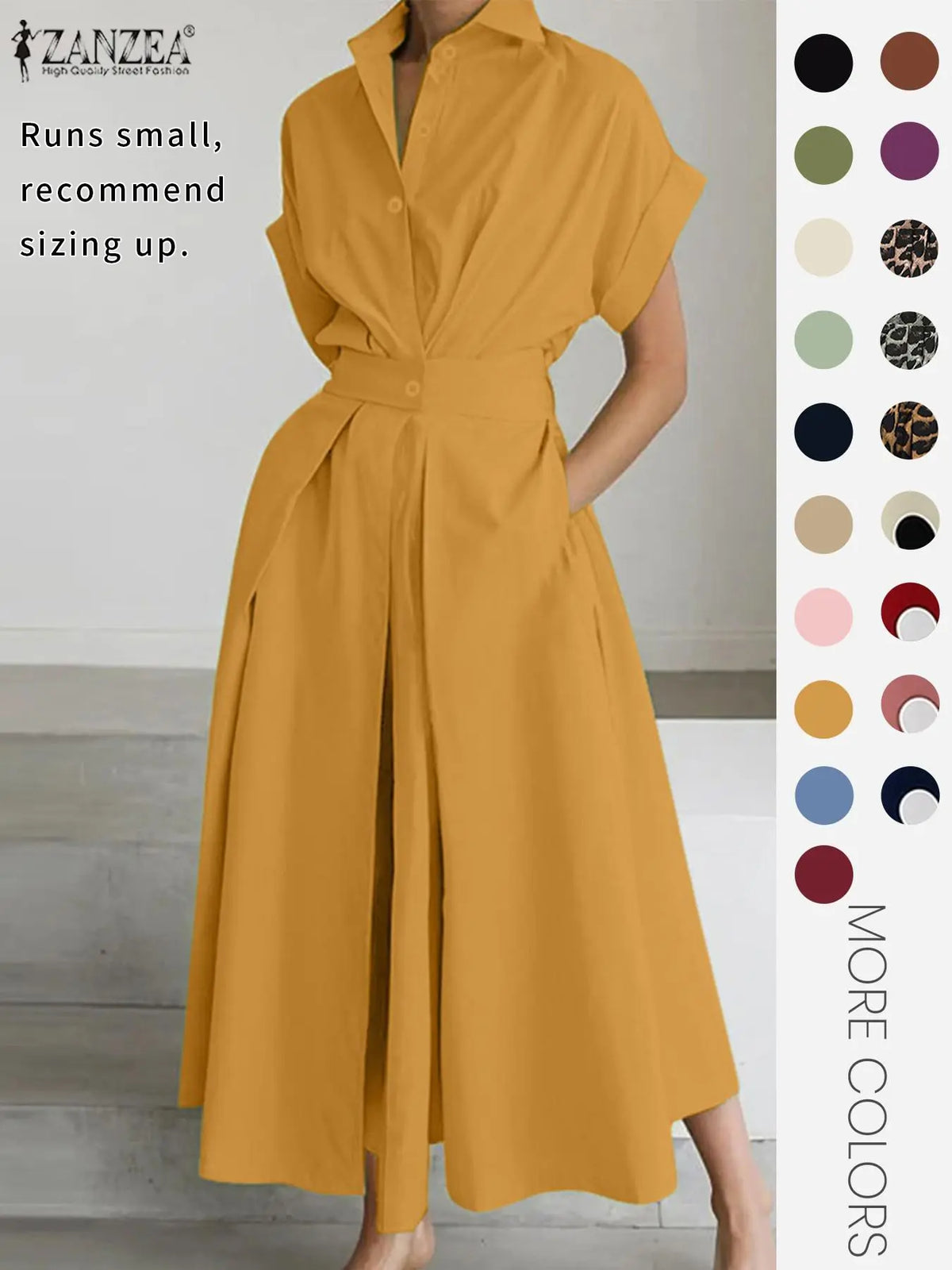 Women's Solid Color Woven Collared Shirt Dress, Basic Casual Short Sleeve Dress for Summer, Ladies Clothes for Daily Wear, Womenswear Fit, Piece, Buttoned Dress, Casual Minimalist Fashion