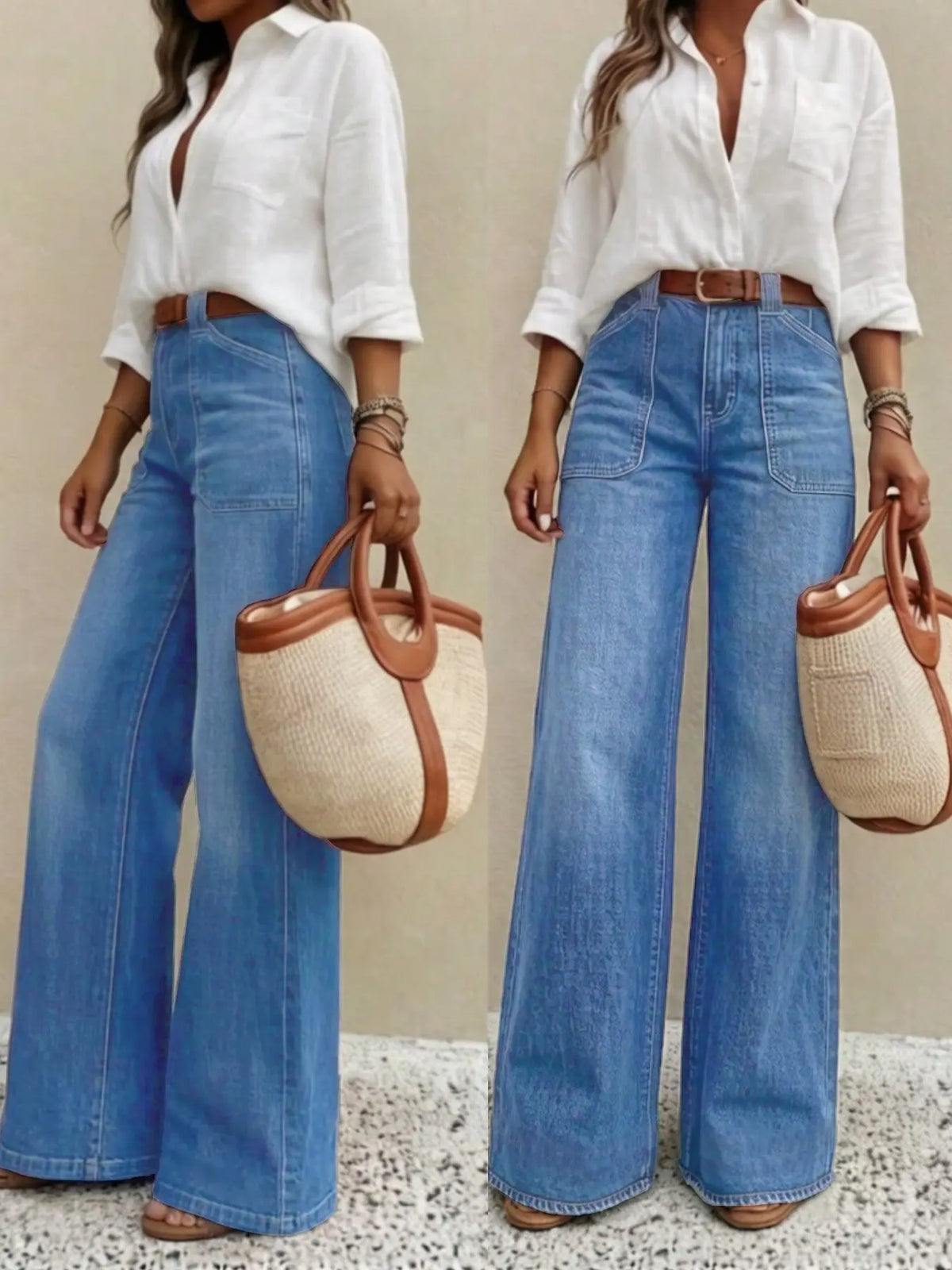 Women's High Waist Loose Straight Leg Denim Jeans Button Pants, Comfortable Casual Style, Perfect for Daily Wear and Outdoor Activities, T-chic, High Waisted Jeans