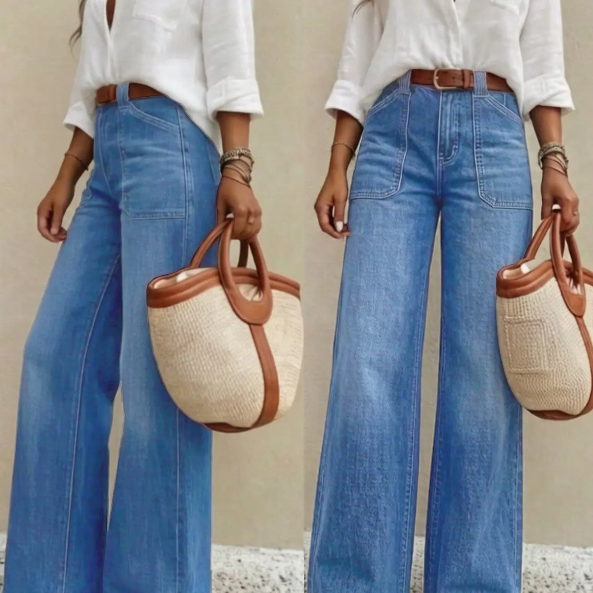 Women's High Waist Loose Straight Leg Denim Jeans Button Pants, Comfortable Casual Style, Perfect for Daily Wear and Outdoor Activities, T-chic, High Waisted Jeans