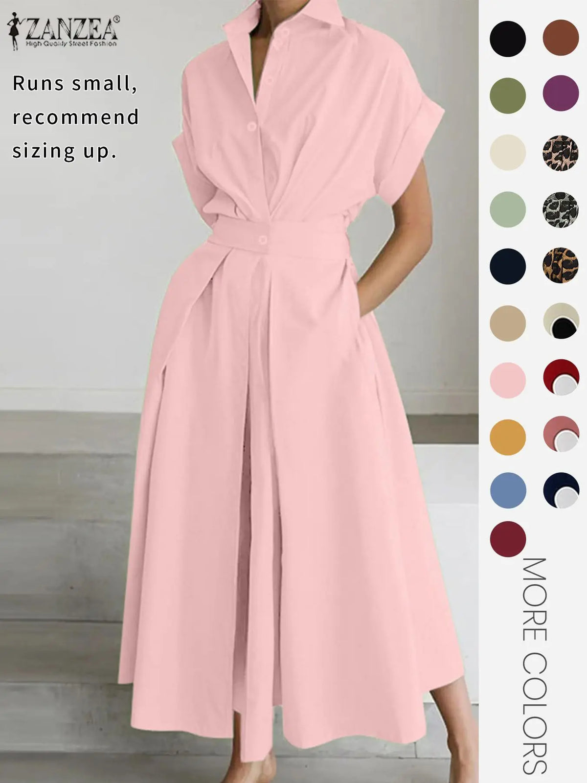 Women's Solid Color Woven Collared Shirt Dress, Basic Casual Short Sleeve Dress for Summer, Ladies Clothes for Daily Wear, Womenswear Fit, Piece, Buttoned Dress, Casual Minimalist Fashion