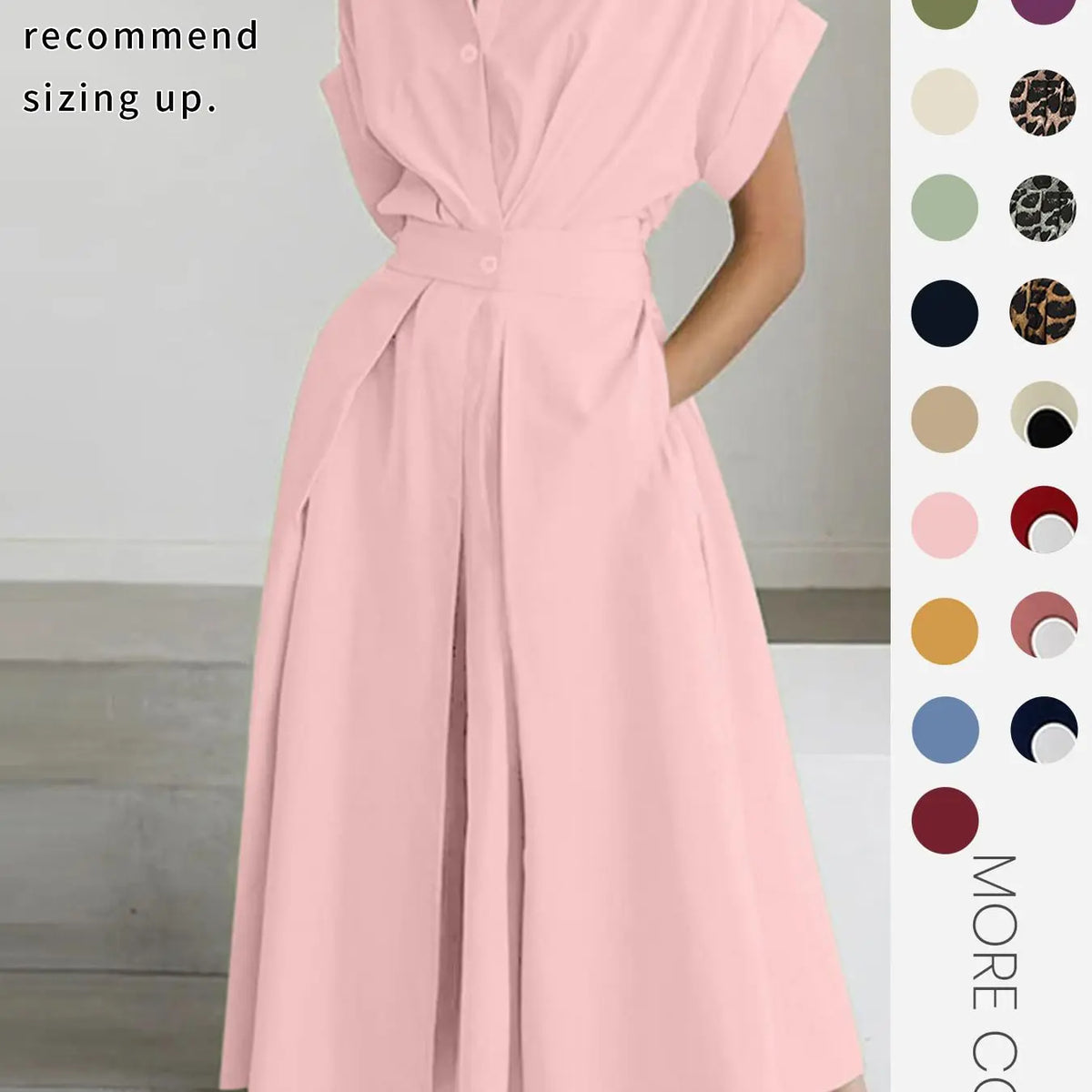 Women's Solid Color Woven Collared Shirt Dress, Basic Casual Short Sleeve Dress for Summer, Ladies Clothes for Daily Wear, Womenswear Fit, Piece, Buttoned Dress, Casual Minimalist Fashion