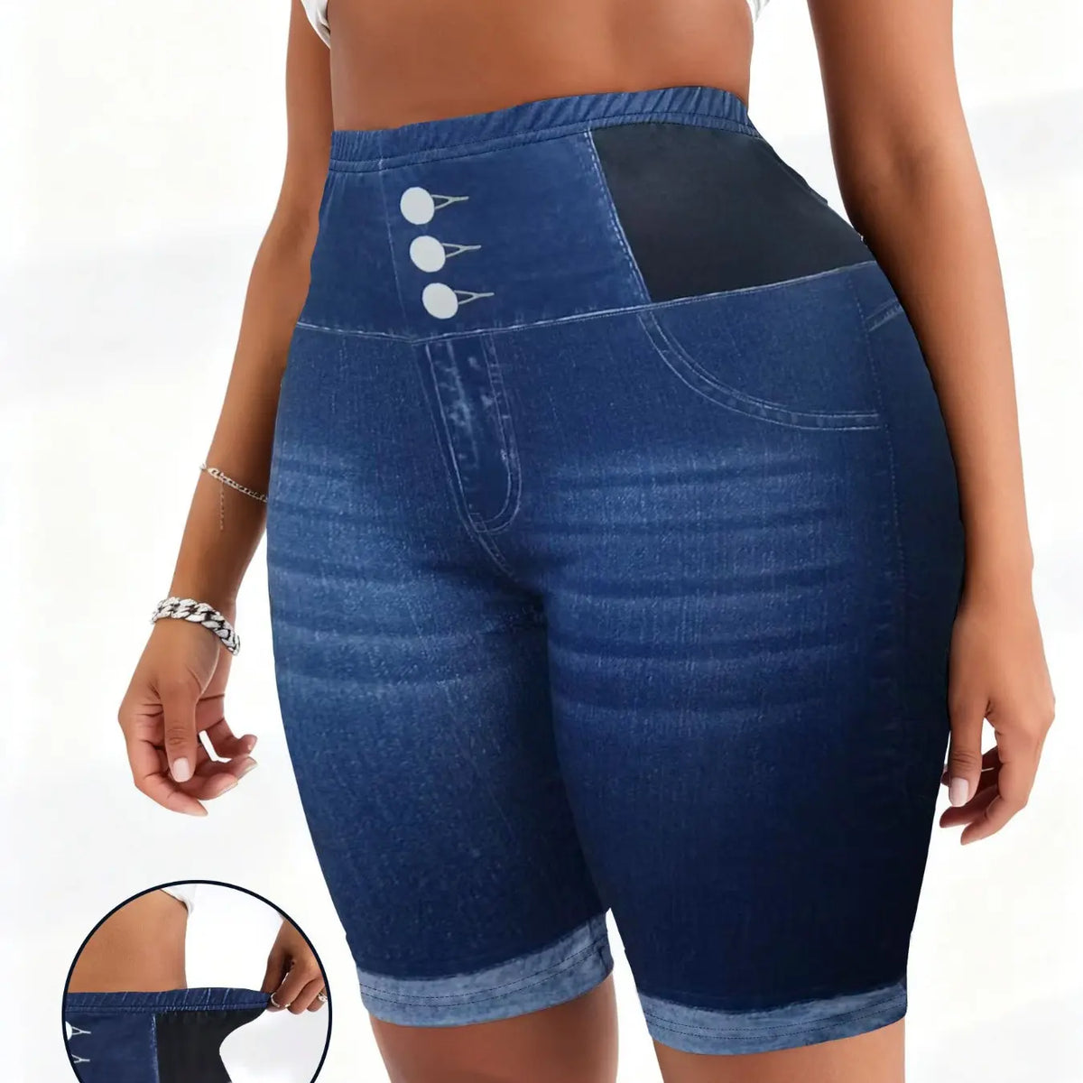 Women's Printed Skinny Leggings, Non-Denim Fabric, Yoga Shorts, Stretchy Jean Print, Soft and Comfortable, Versatile Design, Fashion Essential