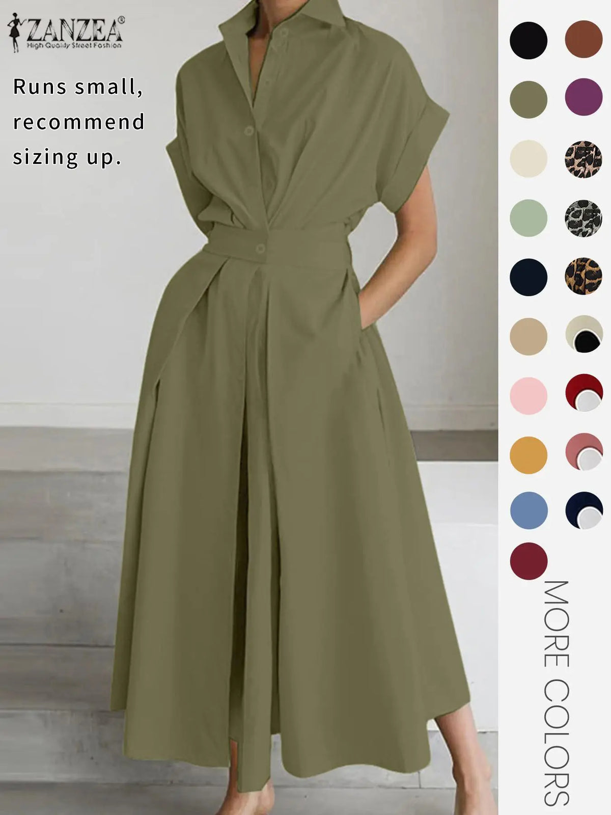 Women's Solid Color Woven Collared Shirt Dress, Basic Casual Short Sleeve Dress for Summer, Ladies Clothes for Daily Wear, Womenswear Fit, Piece, Buttoned Dress, Casual Minimalist Fashion