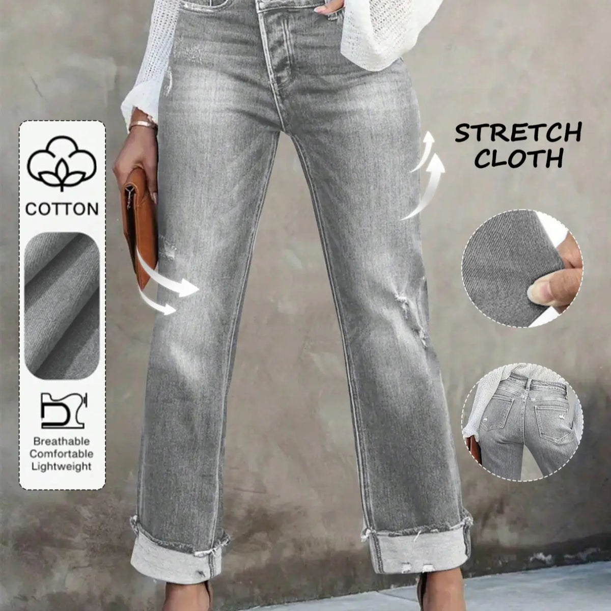 Women's Solid Color Jeans, Casual Comfy Denim Pants for Daily Wear, Ladies Bottoms for All Seasons, Casual Fitted Jeans