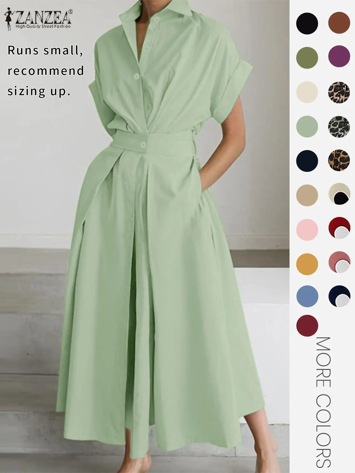 Women's Solid Color Woven Collared Shirt Dress, Basic Casual Short Sleeve Dress for Summer, Ladies Clothes for Daily Wear, Womenswear Fit, Piece, Buttoned Dress, Casual Minimalist Fashion