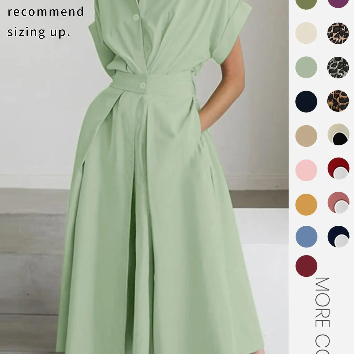Women's Solid Color Woven Collared Shirt Dress, Basic Casual Short Sleeve Dress for Summer, Ladies Clothes for Daily Wear, Womenswear Fit, Piece, Buttoned Dress, Casual Minimalist Fashion