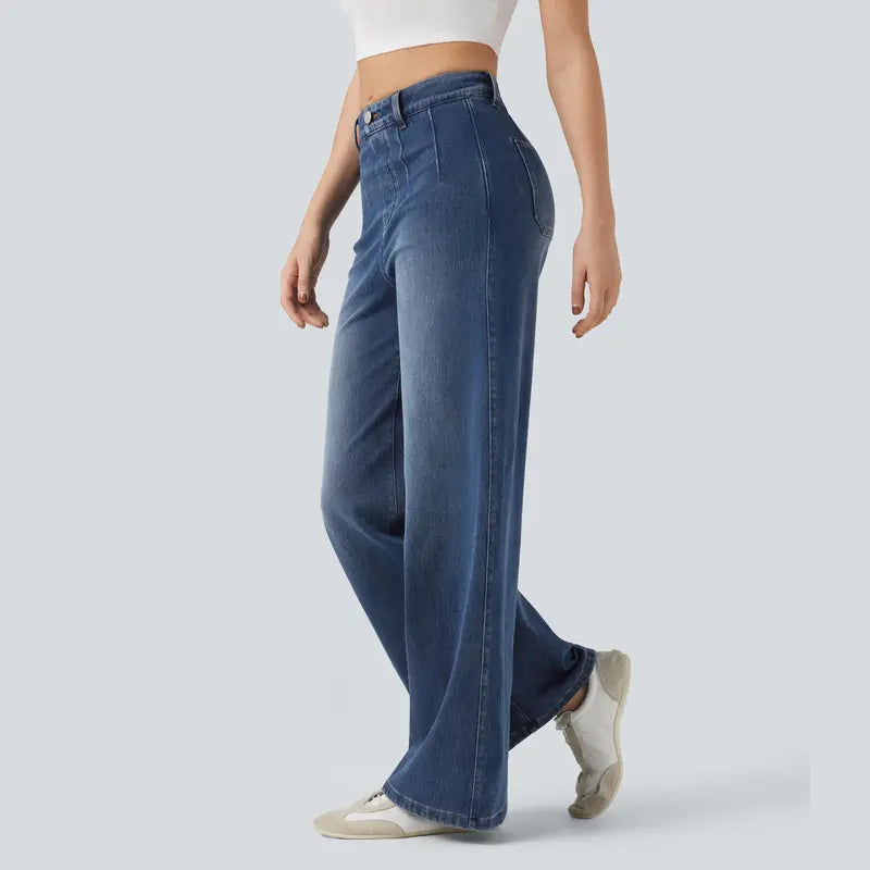 Halara Flex™ High Waisted Tummy Control Wide Leg Casual Jeans with Pockets