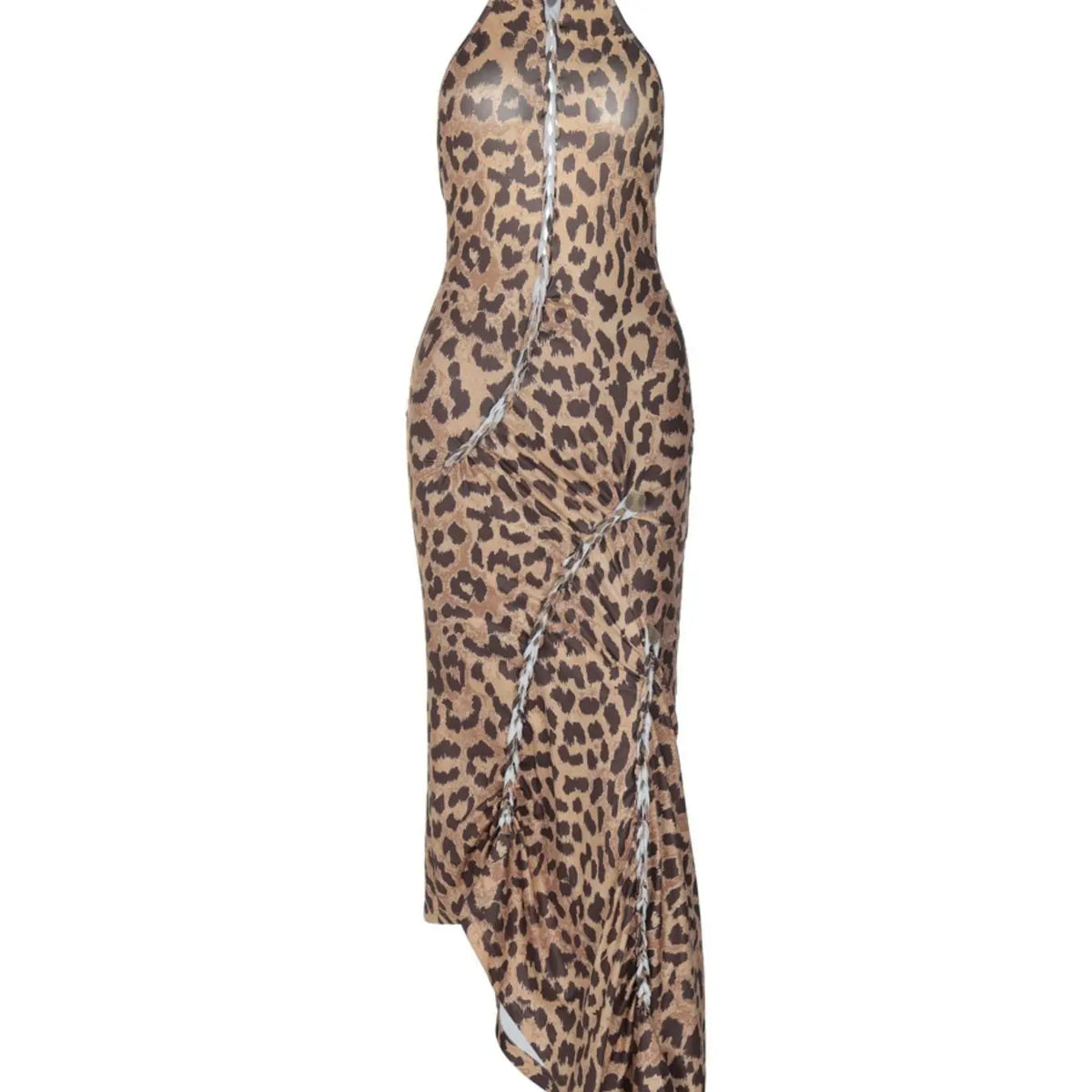 Women's Leopard Print Backless Halter Neck Cut Out Dress, Fashion Casual Sleeveless Dress for Party Club Dating Wear, Ladies Clothes for All Seasons, Backless Cocktail Dress