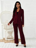 Women's Two-Piece Matching Set, Pants Set Outfit, Plain Button Lapel Fitted Blazer & Suit Pants, Business Casual Long Sleeve Outerwear & Trousers for Daily Outdoor Wear, All Seasons, Essential Business Attire, Work Casual Blazers, Corporate Attire