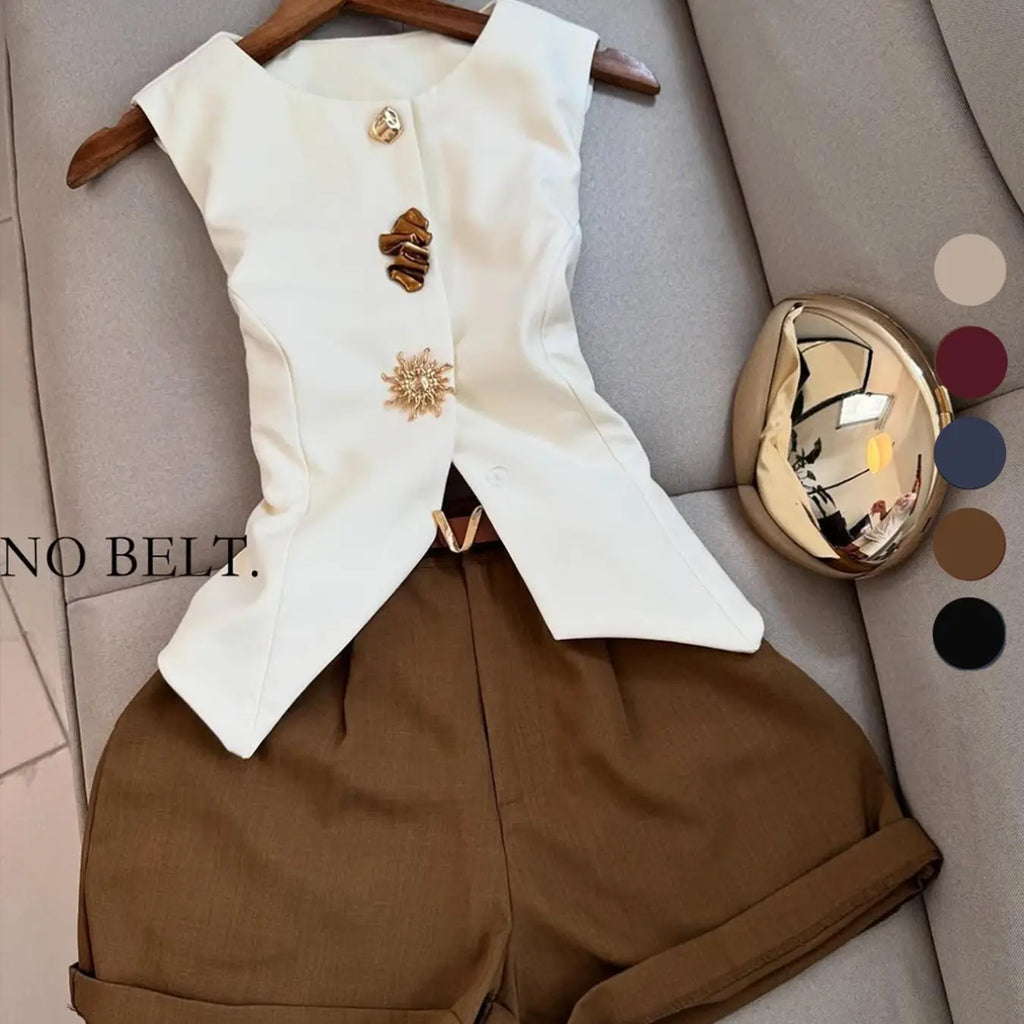 Women's Casual Sleeveless Top and Short Pants Outfit Set, Two Pieces Outfits, Perfect for Daily Wear, Comfortable and Stylish for Women, Everyday