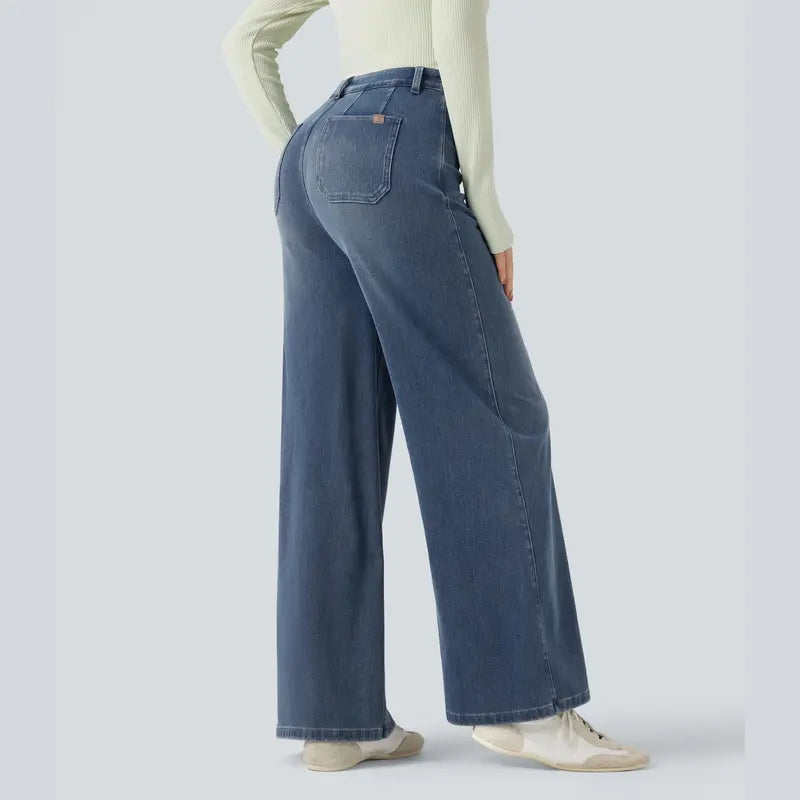 Halara Flex™ High Waisted Tummy Control Wide Leg Casual Jeans with Pockets