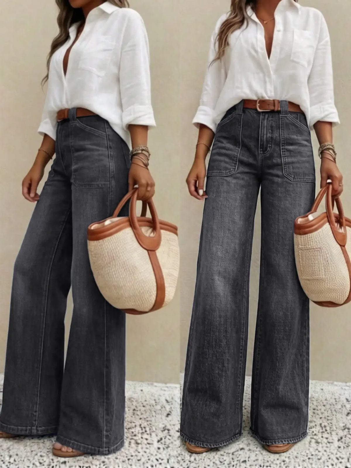 Women's High Waist Loose Straight Leg Denim Jeans Button Pants, Comfortable Casual Style, Perfect for Daily Wear and Outdoor Activities, T-chic, High Waisted Jeans