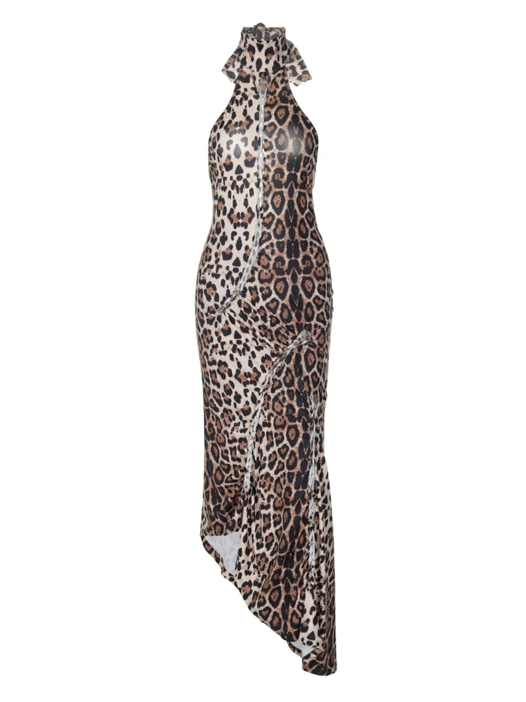 Women's Leopard Print Backless Halter Neck Cut Out Dress, Fashion Casual Sleeveless Dress for Party Club Dating Wear, Ladies Clothes for All Seasons, Backless Cocktail Dress