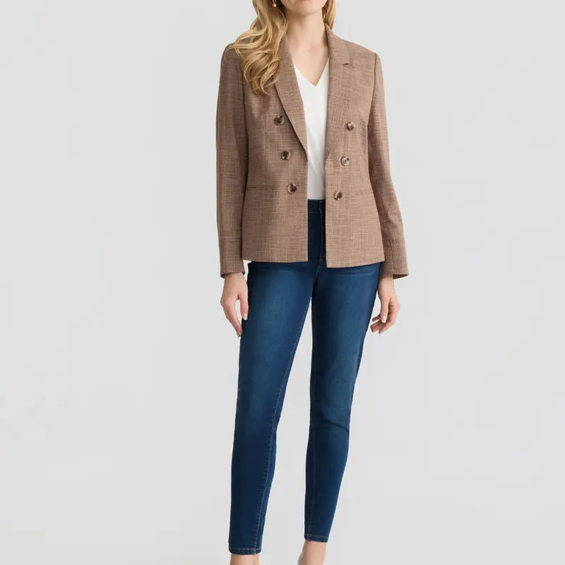 Faux Double Breasted Jacket, Basket Weave