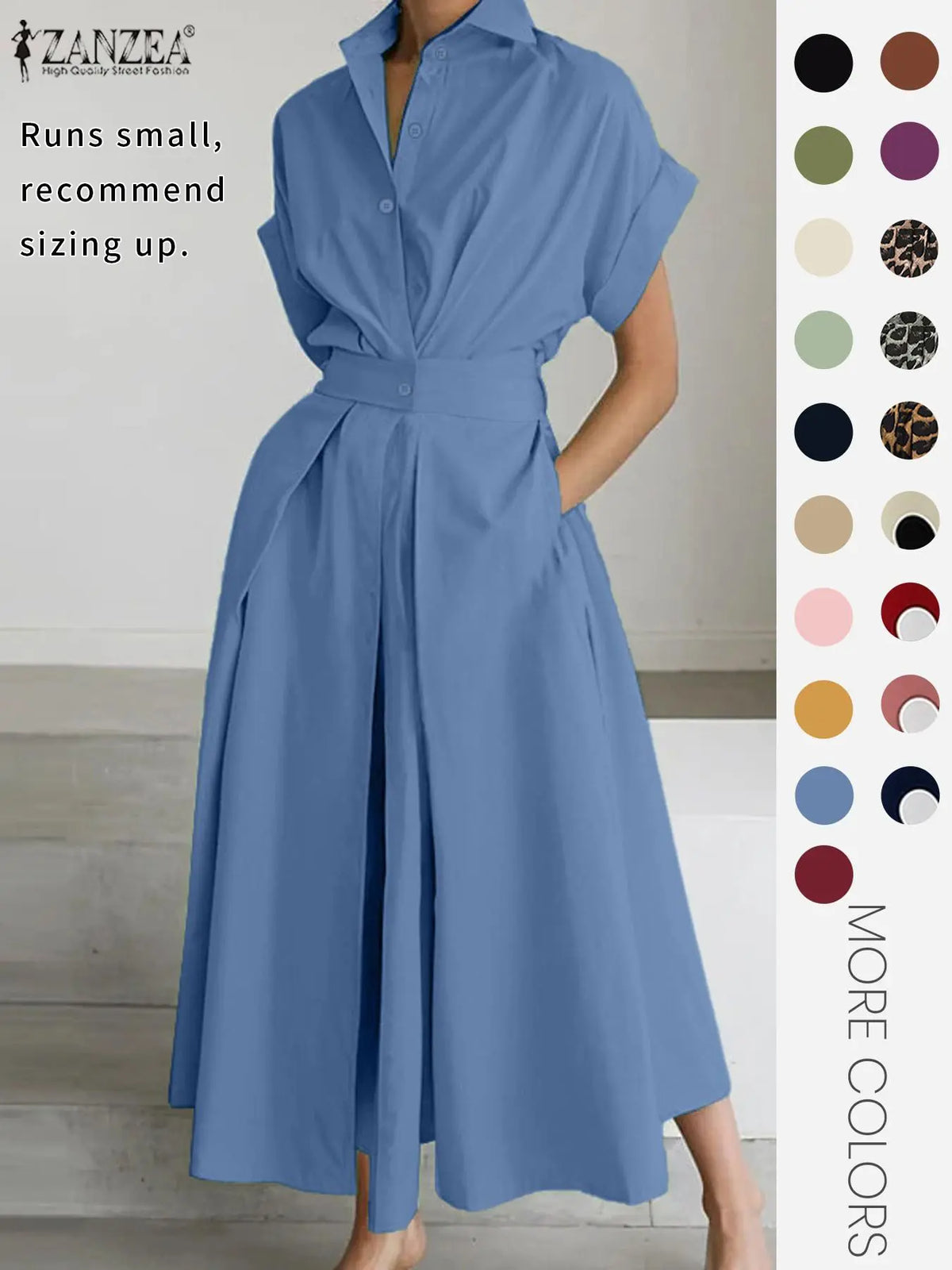Women's Solid Color Woven Collared Shirt Dress, Basic Casual Short Sleeve Dress for Summer, Ladies Clothes for Daily Wear, Womenswear Fit, Piece, Buttoned Dress, Casual Minimalist Fashion