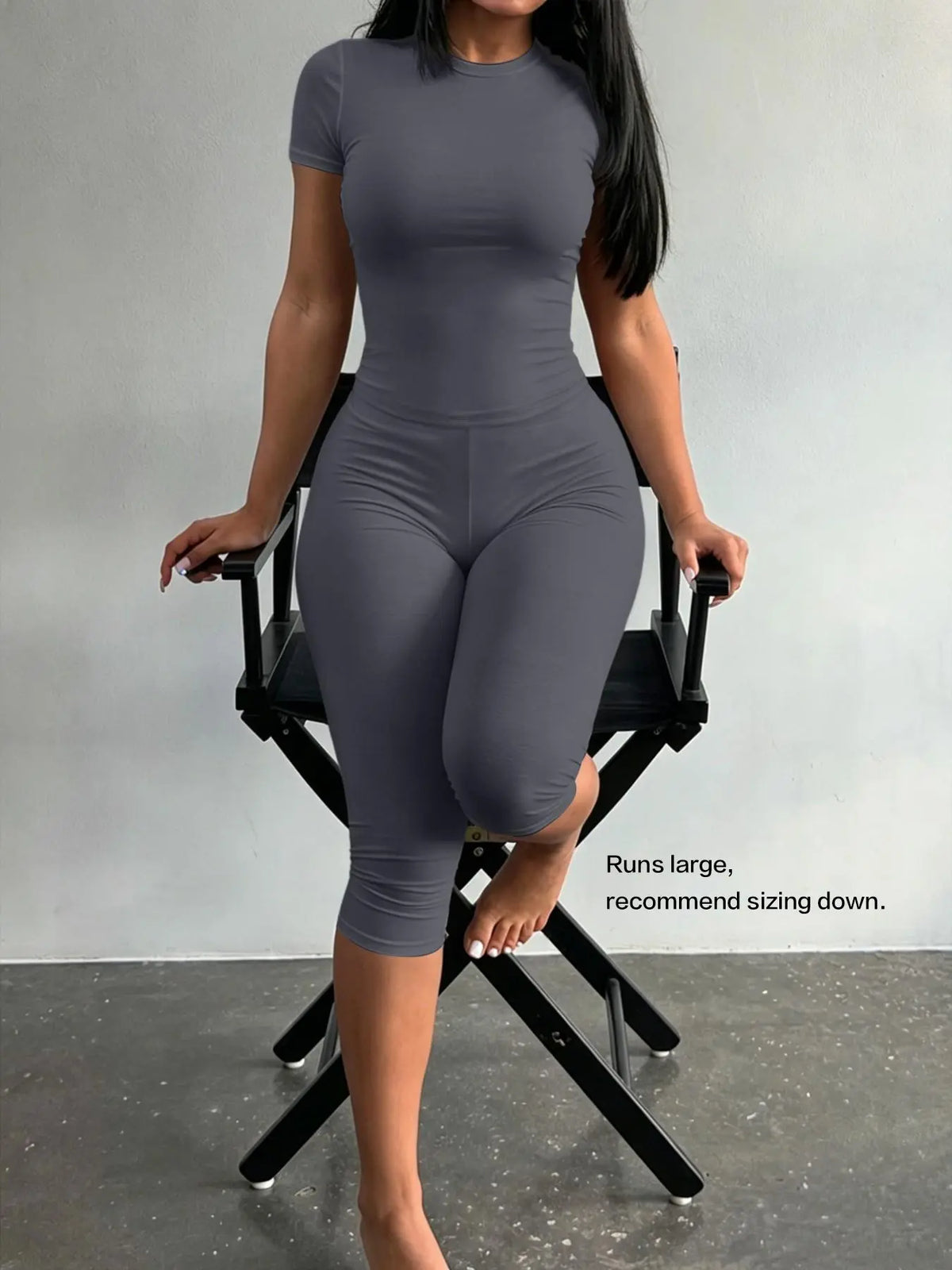 Lw Home Basic Soft Solid Color Casual Slim-Fit Suit, Perfect for Home Wear, Back To School，Ideal for All Seasons, Comfortable Short Sleeve Pants Set, Two Piece Set Women