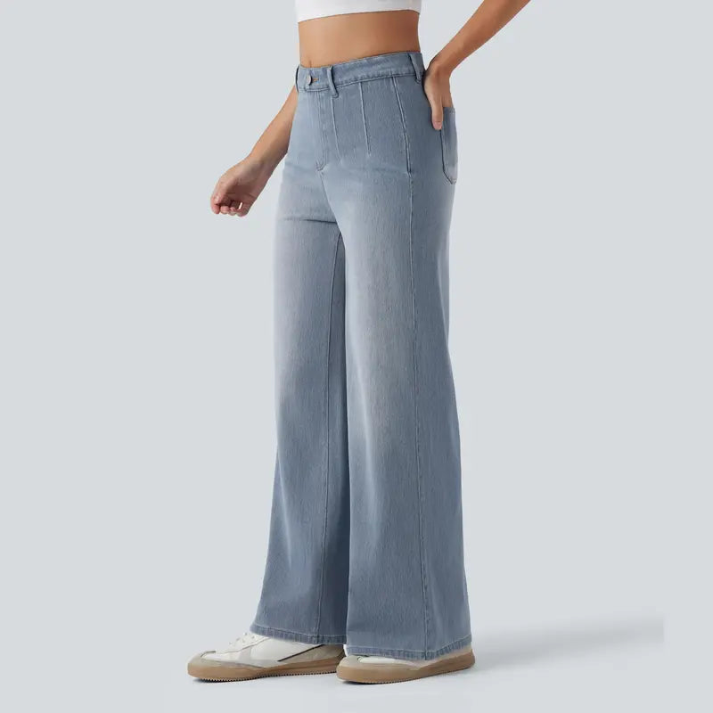 Halara Flex™ High Waisted Tummy Control Wide Leg Casual Jeans with Pockets