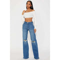Tall Doubling Down Ripped Flare Jeans - Medium Wash