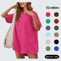 SCUSTY Women's Oversized Rompers Back V Neck Jumpsuits Casual Summervibes Athletic Workout Tee Onesie Activewear