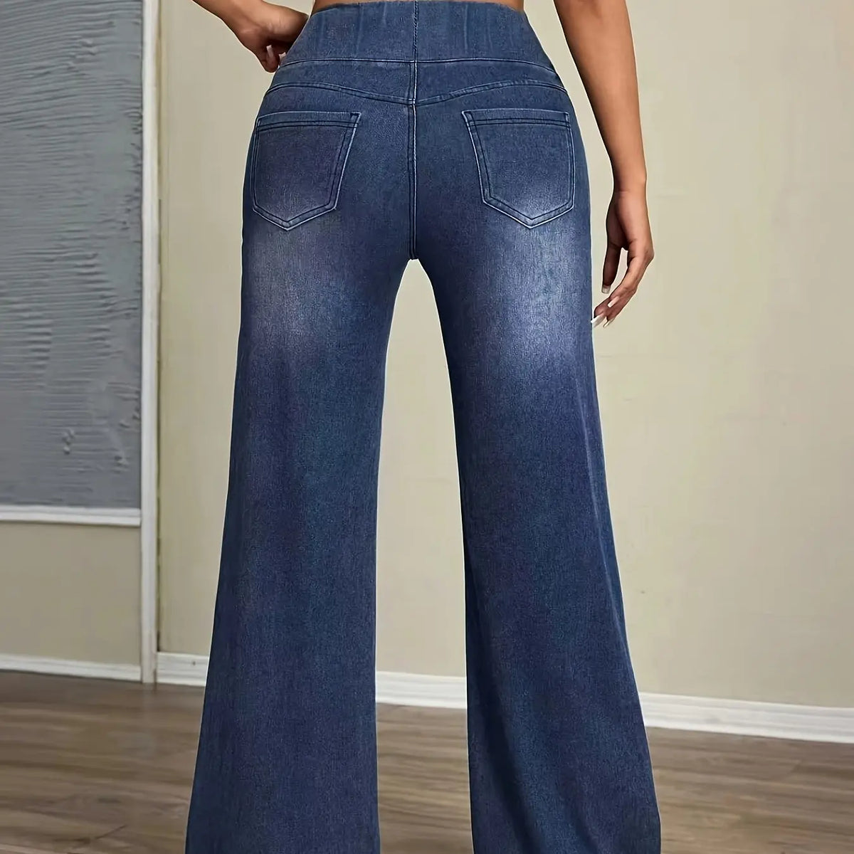 Women's Casual Fashion Elastic High Waisted Denim Long Pants, Comfortable Daily Wear, Trendy Jeans for Everyday Style, Compression Fit