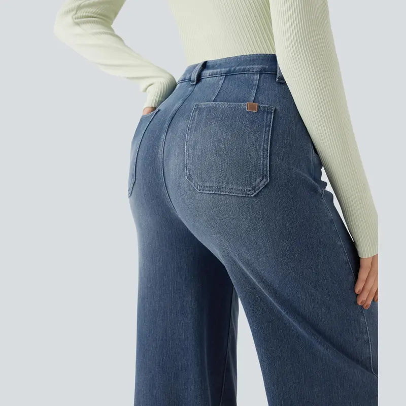 Halara Flex™ High Waisted Tummy Control Wide Leg Casual Jeans with Pockets