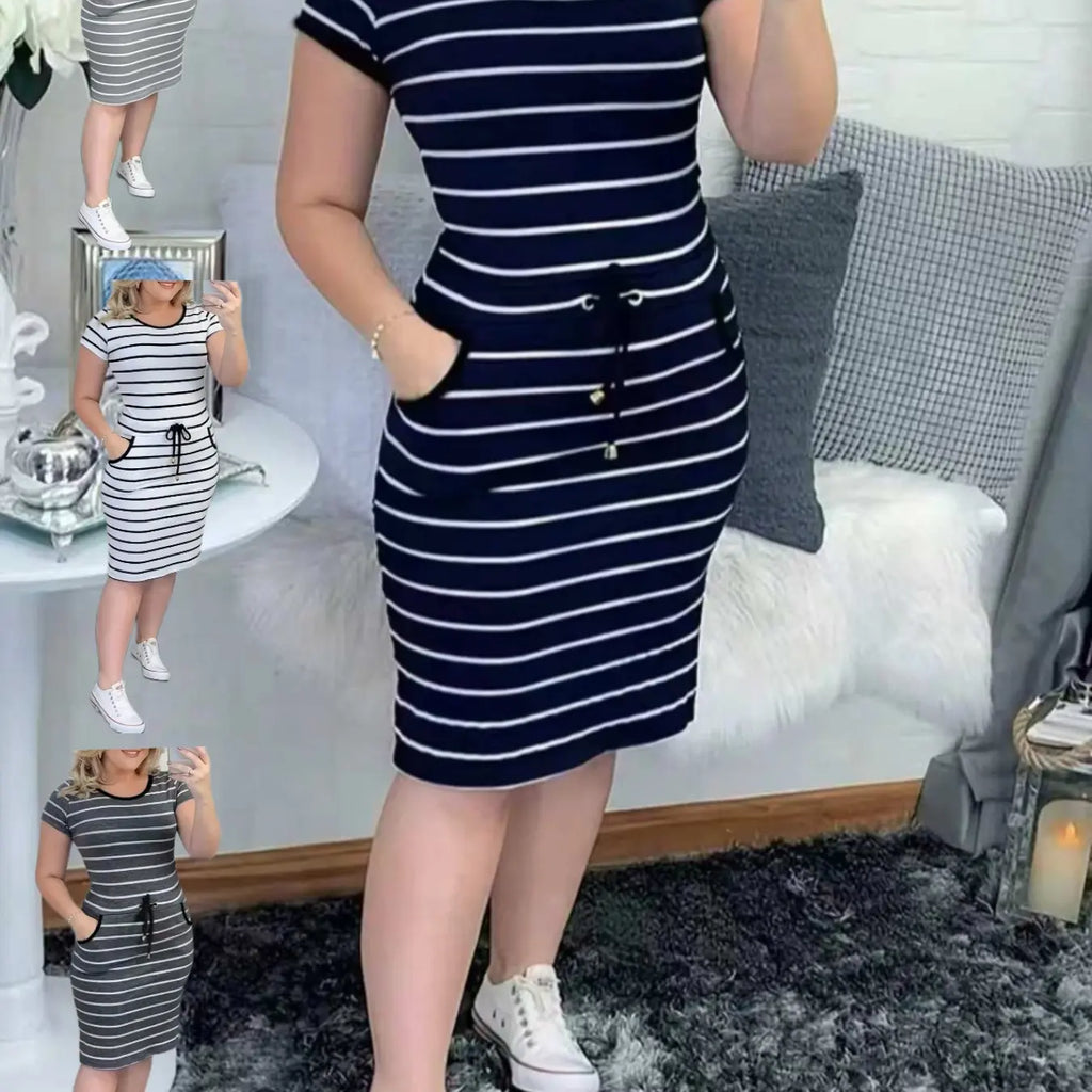 2026 New Casual Fit Double Pocket Lapel Button Plaid Drawstring Bodycon Dress, Stylish and Comfortable Design, Perfect for Daily Wear