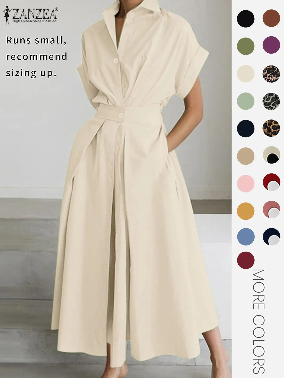 Women's Solid Color Woven Collared Shirt Dress, Basic Casual Short Sleeve Dress for Summer, Ladies Clothes for Daily Wear, Womenswear Fit, Piece, Buttoned Dress, Casual Minimalist Fashion