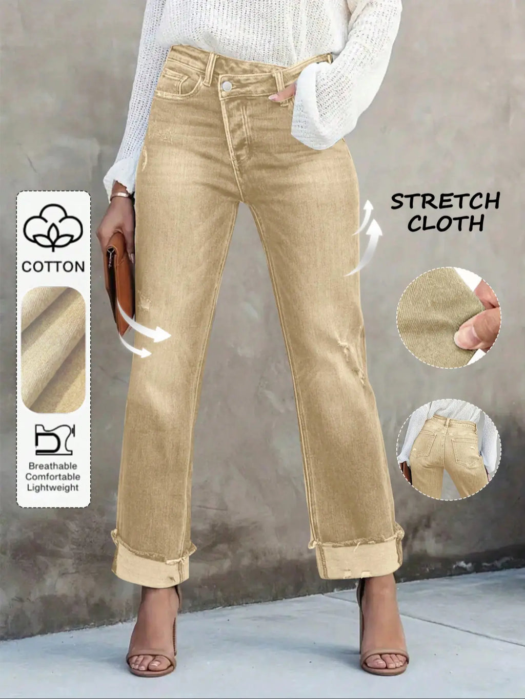 Women's Solid Color Jeans, Casual Comfy Denim Pants for Daily Wear, Ladies Bottoms for All Seasons, Casual Fitted Jeans