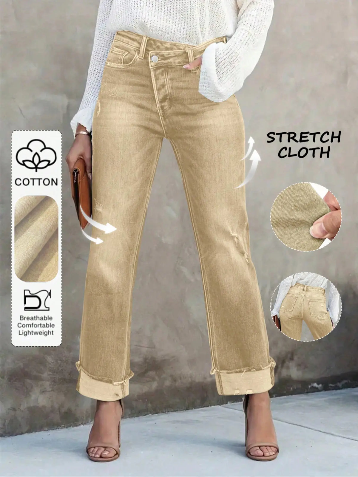 Women's Solid Color Jeans, Casual Comfy Denim Pants for Daily Wear, Ladies Bottoms for All Seasons, Casual Fitted Jeans