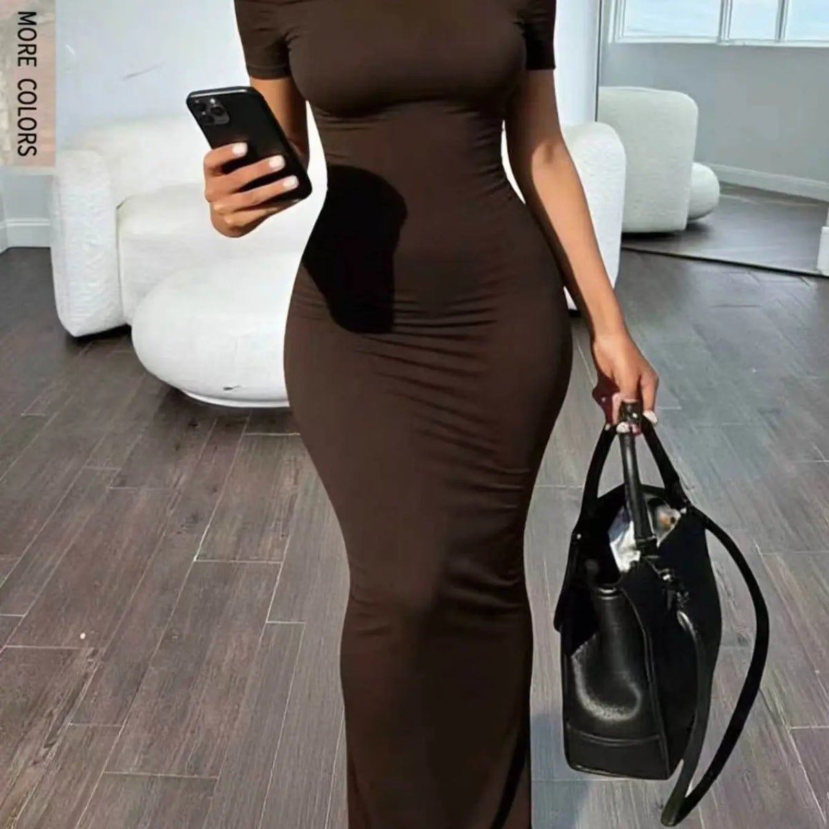 Elegant One-Shoulder Short Sleeve Dress, Bodycon Waist Cinched Ruched Bodycon Long Skirt, Perfect for Daily Wear, Dates, Street Style