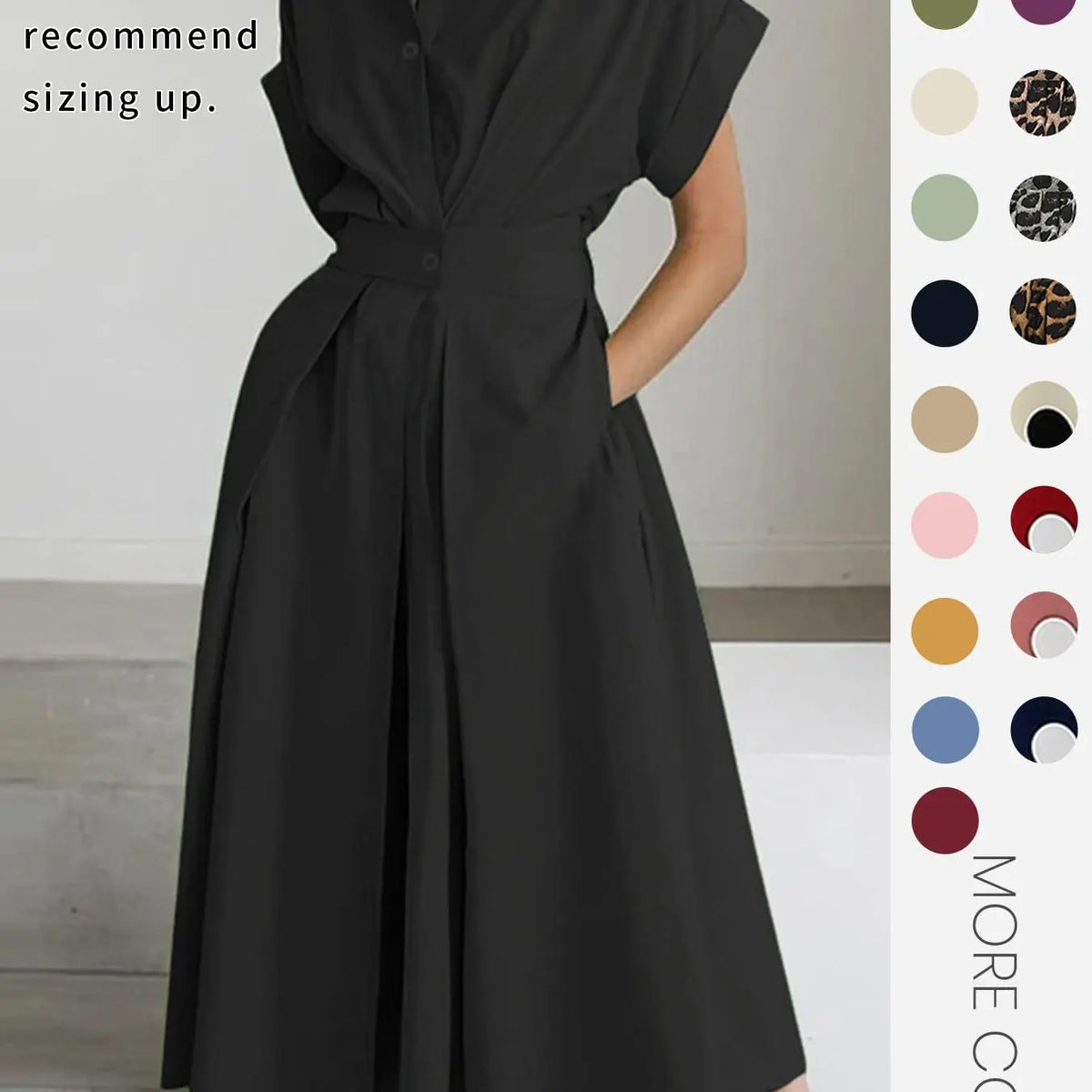 Women's Solid Color Woven Collared Shirt Dress, Basic Casual Short Sleeve Dress for Summer, Ladies Clothes for Daily Wear, Womenswear Fit, Piece, Buttoned Dress, Casual Minimalist Fashion