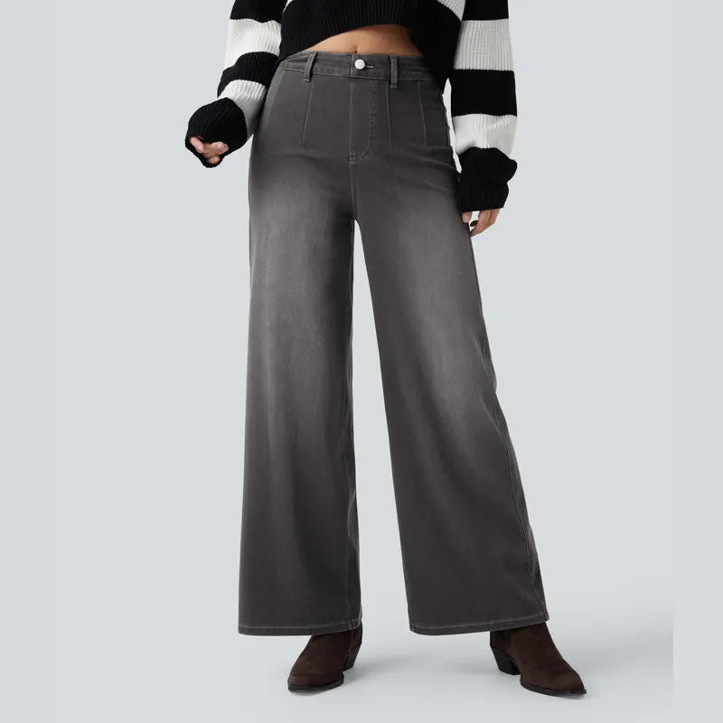 Halara Flex™ High Waisted Tummy Control Wide Leg Casual Jeans with Pockets