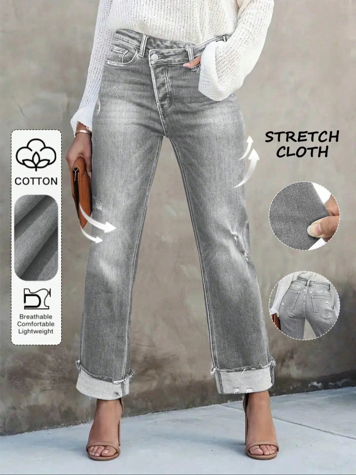 Women's Solid Color Jeans, Casual Comfy Denim Pants for Daily Wear, Ladies Bottoms for All Seasons, Casual Fitted Jeans