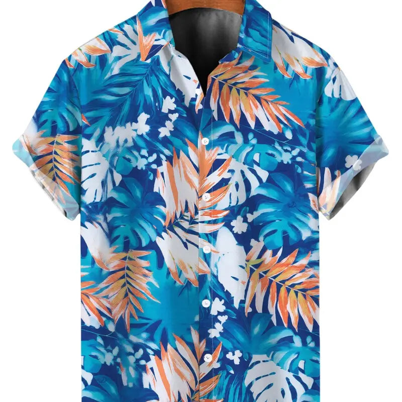 Hawaii Vacation Couple Outfit for Beach Colorblock Tropical Monstera Leaf Print Pocket Off the Shoulder Romper and Shirt Set Womenswear
