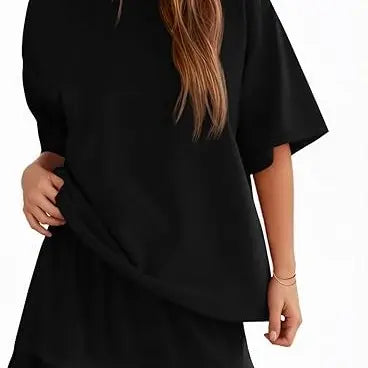 Yousify Women's 2-Piece Set, Casual Half-Sleeve Crew Neck Top & Basic Mini Skirt, Coordinated Summer Vacation Matching Sets for Women, Fashion Apparel
