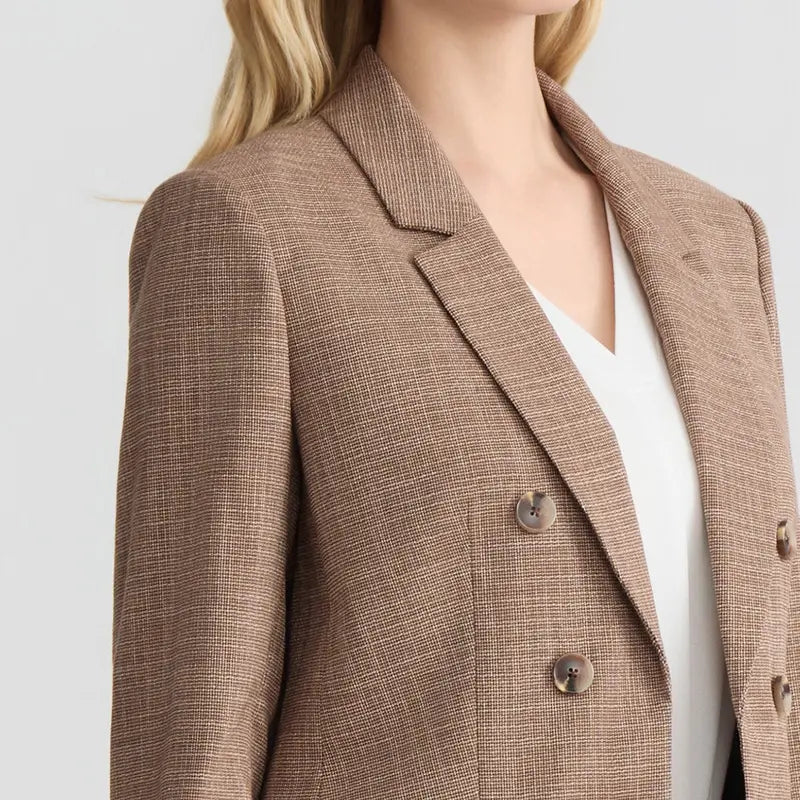 Faux Double Breasted Jacket, Basket Weave