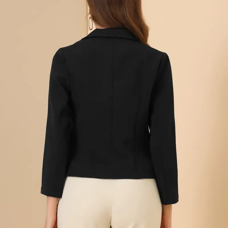 INSPIRE CHIC Open Front Business Casual Crop Suit Blazer Jacket