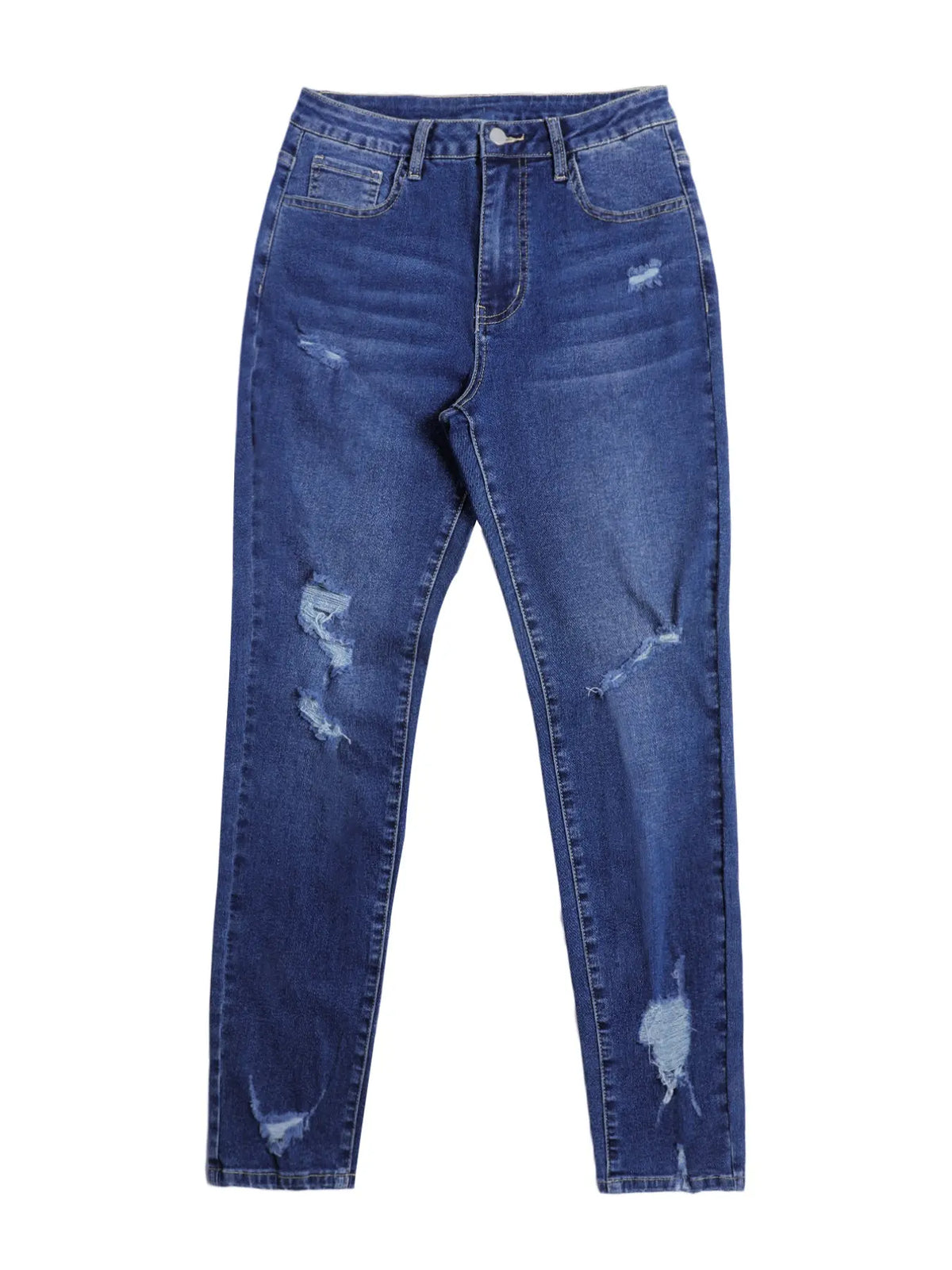 Women's Denim Jeans Ripped Jeans, Stretchy Jean, Knee Hole Jeans, Distressed Ripped Jeans, Fashionable and Comfortable, Fit