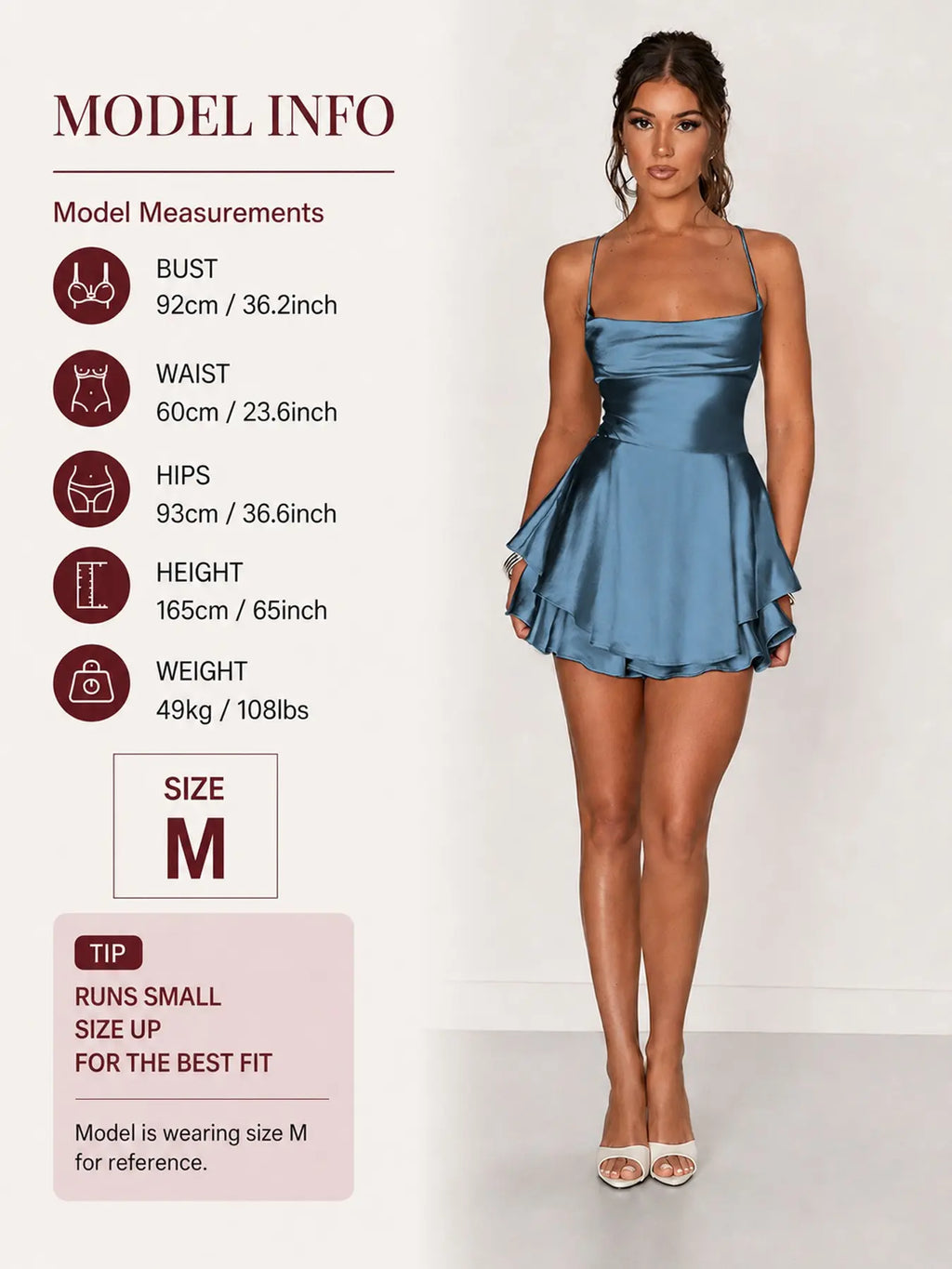 Women's Plain Lace Up Backless Tiered Layer Stretchy Satin Cami Dress, Summer Clothes Women, Womenswear, Elegant Chic Cowl Neck Sleeveless A Line Short Dress for Party Holiday Wedding Guest Evening Formal Wear, Date Night Dresses, Dresses for Women