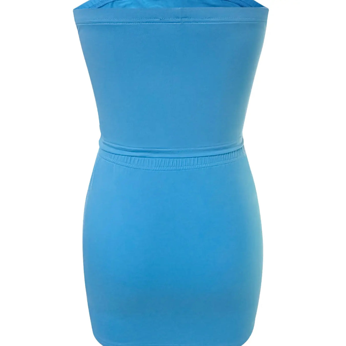 Women's Strapless Tube Top and Ruched Mini Skirt Two Piece Set, Chic Solid Color Slim Bodycon Summer Casual Matching Outfit for Streetwear Vacation