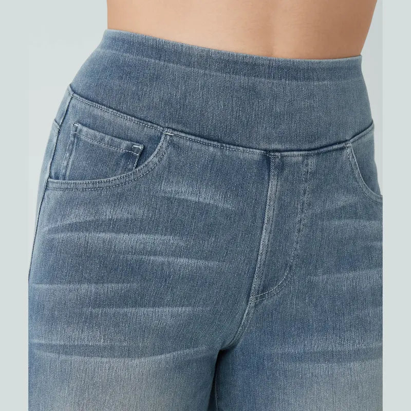 Halara Flex™ High Waisted Pockets Baggy Wide Leg Washed Casual Jeans